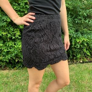 Black Lace Scalloped Skirt